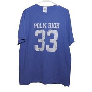 Married with Children Polk High 33 Football Blue Crew Neck T-shirt Size L